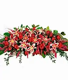 name: Rose and Lily Casket Arrangement