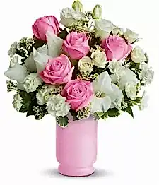 name: 24 Long Stemmed Pink and White Roses