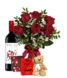 name: 6 Red Roses and Red Wine Combo