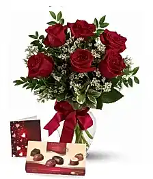 name: Half Dozen Red Roses, Card & Chocolates Gift