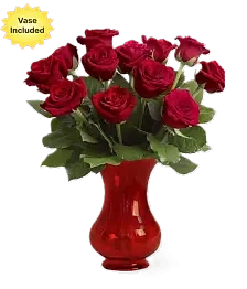 name: Dozen Red Roses with Vase