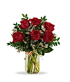 name: Sweetheart Roses in Mason Jar
